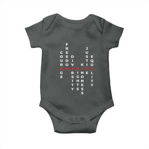 Equal Rights Baby Onesie Courage Freedom Diversity Rights Kindness Justice Equality TS10 Dark Heather Print Your Wear