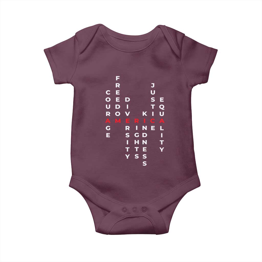 Equal Rights Baby Onesie Courage Freedom Diversity Rights Kindness Justice Equality TS10 Maroon Print Your Wear