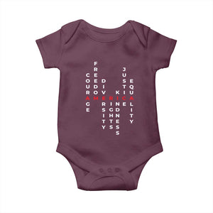 Equal Rights Baby Onesie Courage Freedom Diversity Rights Kindness Justice Equality TS10 Maroon Print Your Wear