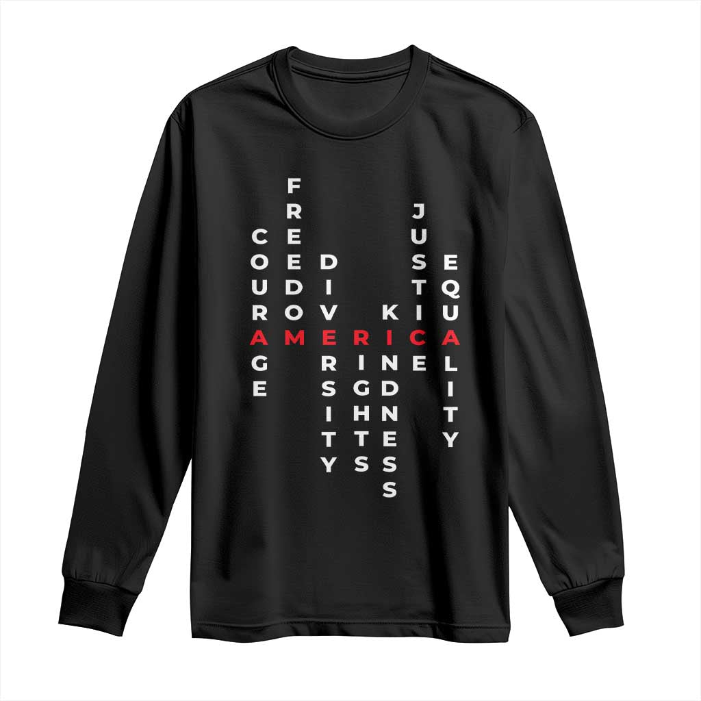 Equal Rights Long Sleeve Shirt Courage Freedom Diversity Rights Kindness Justice Equality TS10 Black Print Your Wear