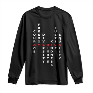 Equal Rights Long Sleeve Shirt Courage Freedom Diversity Rights Kindness Justice Equality TS10 Black Print Your Wear