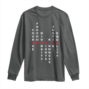 Equal Rights Long Sleeve Shirt Courage Freedom Diversity Rights Kindness Justice Equality TS10 Dark Heather Print Your Wear