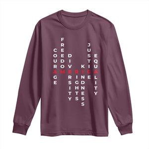 Equal Rights Long Sleeve Shirt Courage Freedom Diversity Rights Kindness Justice Equality TS10 Maroon Print Your Wear