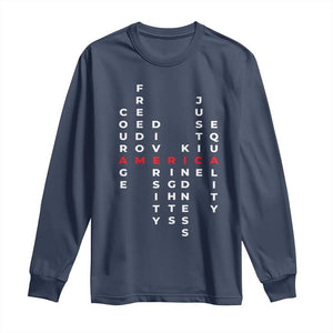 Equal Rights Long Sleeve Shirt Courage Freedom Diversity Rights Kindness Justice Equality TS10 Navy Print Your Wear