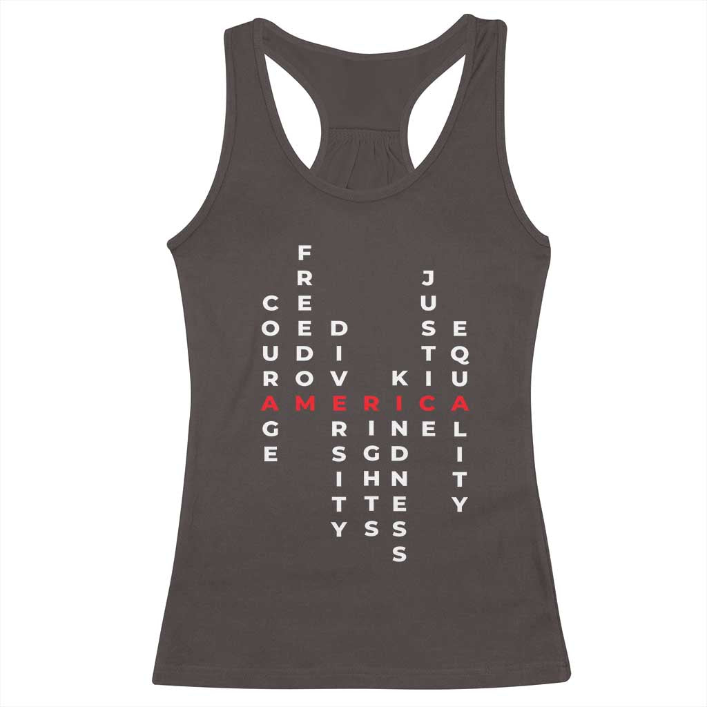 Equal Rights Racerback Tank Top Courage Freedom Diversity Rights Kindness Justice Equality TS10 Dark Chocolate Print Your Wear
