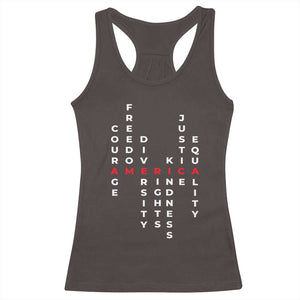 Equal Rights Racerback Tank Top Courage Freedom Diversity Rights Kindness Justice Equality TS10 Dark Chocolate Print Your Wear