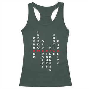 Equal Rights Racerback Tank Top Courage Freedom Diversity Rights Kindness Justice Equality TS10 Dark Forest Green Print Your Wear