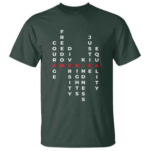 Equal Rights T Shirt Courage Freedom Diversity Rights Kindness Justice Equality TS10 Dark Forest Green Print Your Wear