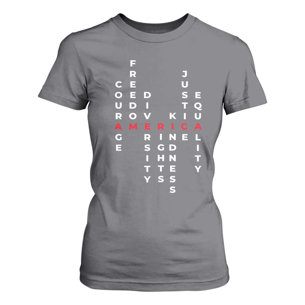 Equal Rights T Shirt For Women Courage Freedom Diversity Rights Kindness Justice Equality TS10 Charcoal Print Your Wear