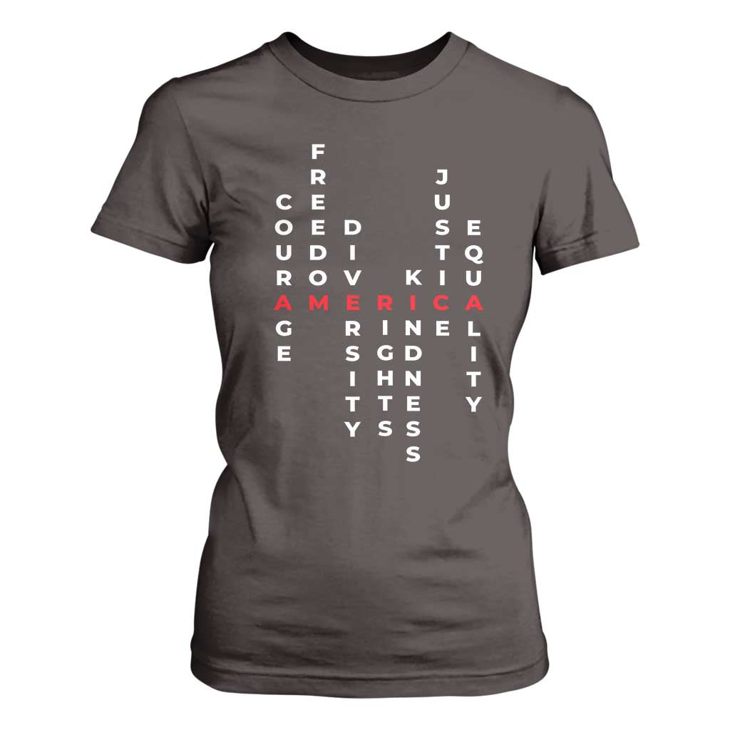 Equal Rights T Shirt For Women Courage Freedom Diversity Rights Kindness Justice Equality TS10 Dark Chocolate Print Your Wear