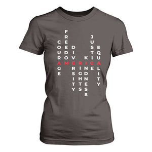 Equal Rights T Shirt For Women Courage Freedom Diversity Rights Kindness Justice Equality TS10 Dark Chocolate Print Your Wear