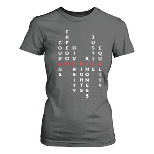 Equal Rights T Shirt For Women Courage Freedom Diversity Rights Kindness Justice Equality TS10 Dark Heather Print Your Wear