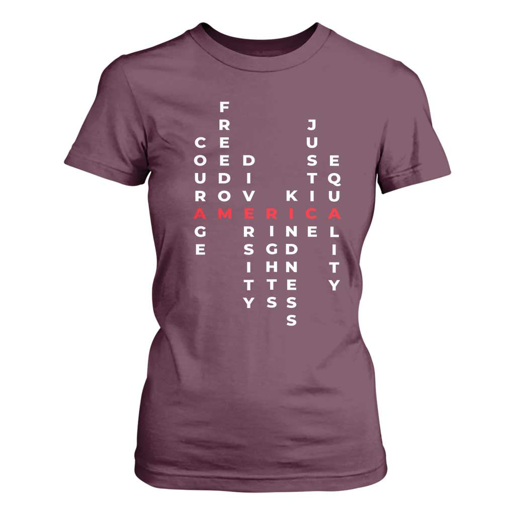 Equal Rights T Shirt For Women Courage Freedom Diversity Rights Kindness Justice Equality TS10 Maroon Print Your Wear