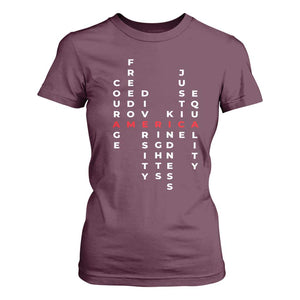Equal Rights T Shirt For Women Courage Freedom Diversity Rights Kindness Justice Equality TS10 Maroon Print Your Wear