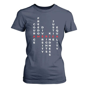 Equal Rights T Shirt For Women Courage Freedom Diversity Rights Kindness Justice Equality TS10 Navy Print Your Wear