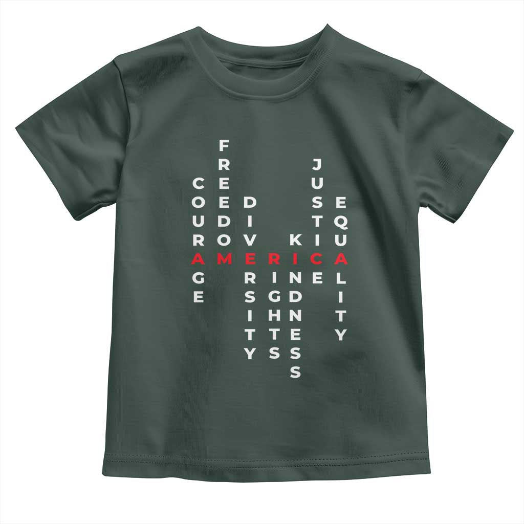 Equal Rights Toddler T Shirt Courage Freedom Diversity Rights Kindness Justice Equality TS10 Dark Forest Green Print Your Wear