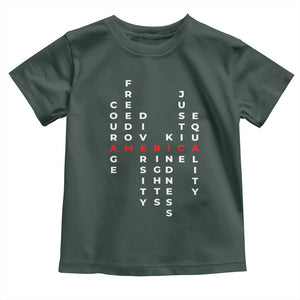 Equal Rights Toddler T Shirt Courage Freedom Diversity Rights Kindness Justice Equality TS10 Dark Forest Green Print Your Wear