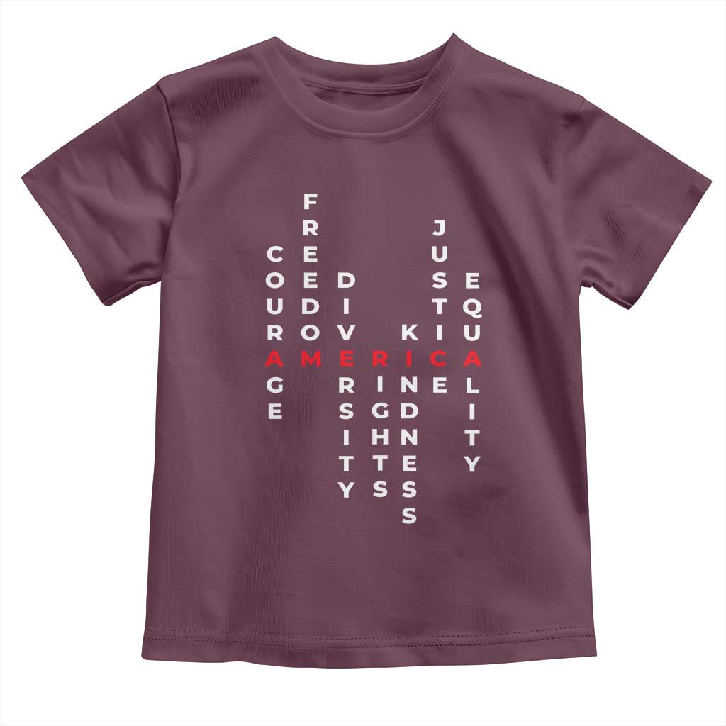 Equal Rights Toddler T Shirt Courage Freedom Diversity Rights Kindness Justice Equality TS10 Maroon Print Your Wear