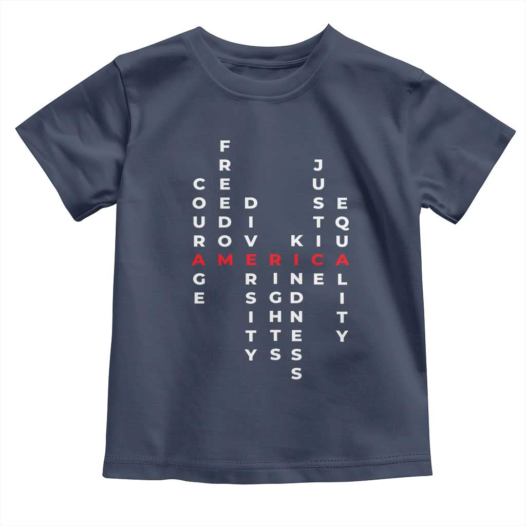Equal Rights Toddler T Shirt Courage Freedom Diversity Rights Kindness Justice Equality TS10 Navy Print Your Wear