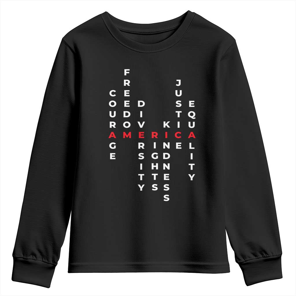Equal Rights Youth Sweatshirt Courage Freedom Diversity Rights Kindness Justice Equality TS10 Black Print Your Wear
