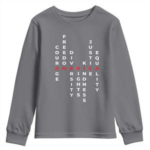 Equal Rights Youth Sweatshirt Courage Freedom Diversity Rights Kindness Justice Equality TS10 Charcoal Print Your Wear
