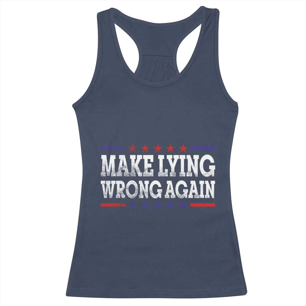 Make Lying Wrong Again Racerback Tank Top Resist Racism TS10 Navy Print Your Wear