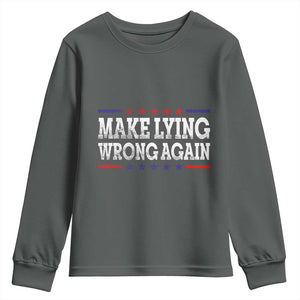Make Lying Wrong Again Youth Sweatshirt Resist Racism TS10 Dark Heather Print Your Wear