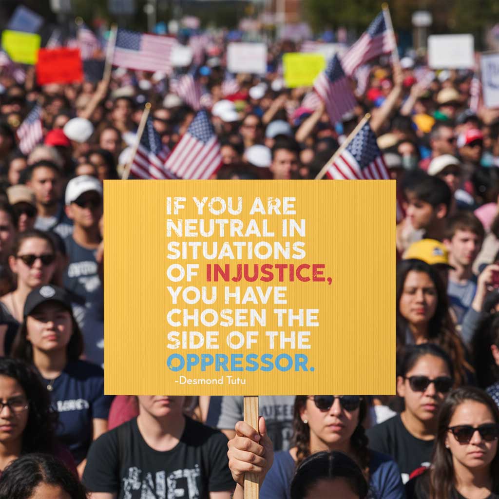 If You Are Neutral In Situations Of Injustice Protest Sign TS10 Horizontal 18