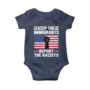 Resist Racism Baby Onesie Keep The Immigrants Deport The Racists TS10 Navy Print Your Wear