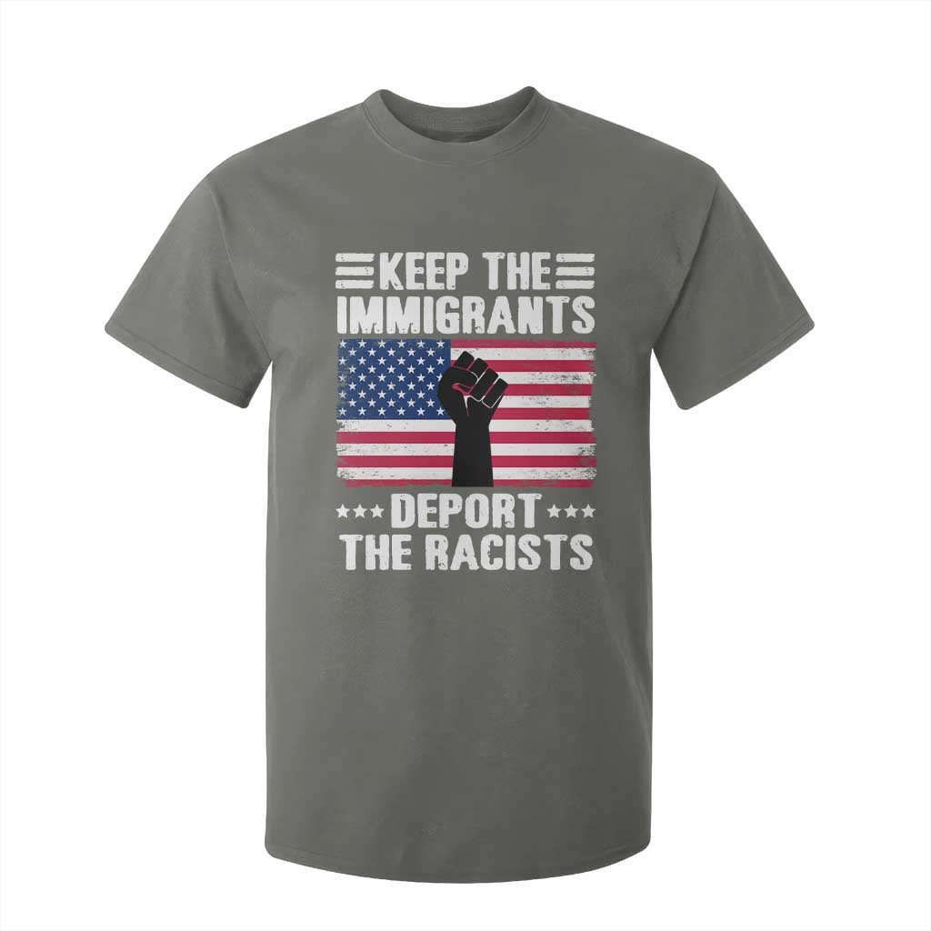 Resist Racism T Shirt For Kid Keep The Immigrants Deport The Racists TS10 Military Green Print Your Wear