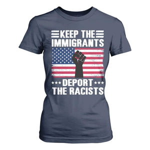 Resist Racism T Shirt For Women Keep The Immigrants Deport The Racists TS10 Navy Print Your Wear