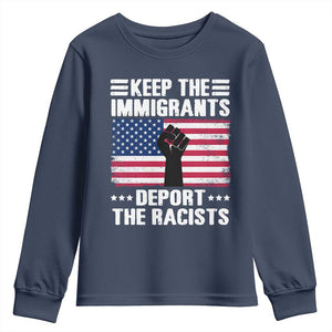 Resist Racism Youth Sweatshirt Keep The Immigrants Deport The Racists TS10 Navy Print Your Wear
