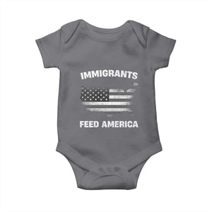 Immigrants Feed America Baby Onesie Grunge US Flag TS10 Charcoal Print Your Wear