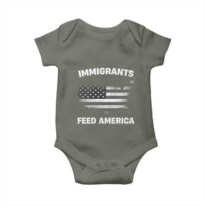 Immigrants Feed America Baby Onesie Grunge US Flag TS10 Military Green Print Your Wear