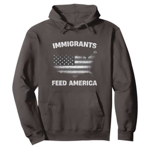 Immigrants Feed America Hoodie Grunge US Flag TS10 Dark Chocolate Print Your Wear