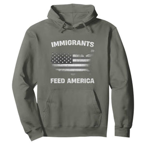 Immigrants Feed America Hoodie Grunge US Flag TS10 Military Green Print Your Wear