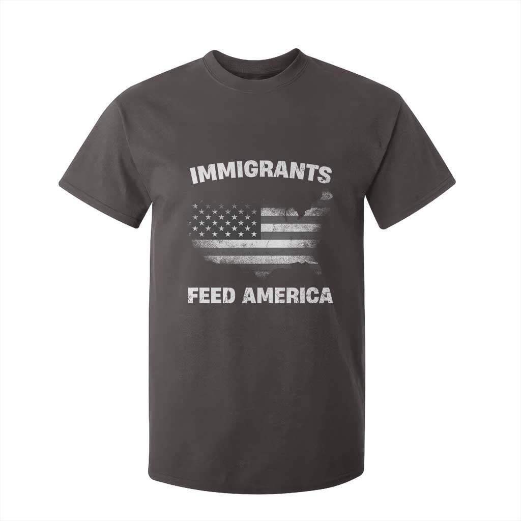 Immigrants Feed America T Shirt For Kid Grunge US Flag TS10 Dark Chocolate Print Your Wear