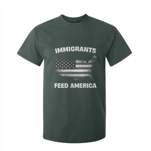 Immigrants Feed America T Shirt For Kid Grunge US Flag TS10 Dark Forest Green Print Your Wear