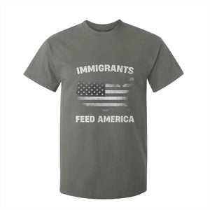 Immigrants Feed America T Shirt For Kid Grunge US Flag TS10 Military Green Print Your Wear