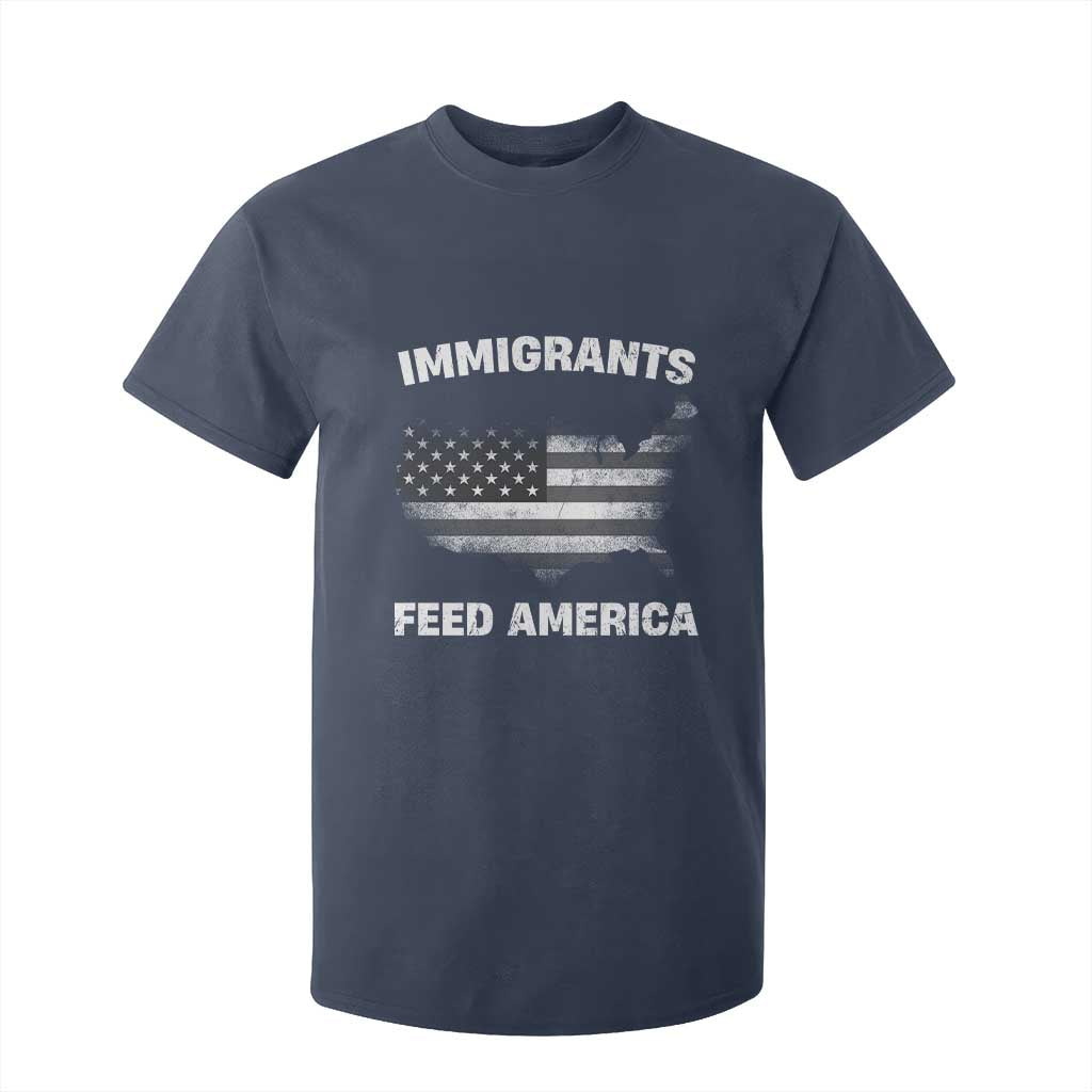 Immigrants Feed America T Shirt For Kid Grunge US Flag TS10 Navy Print Your Wear