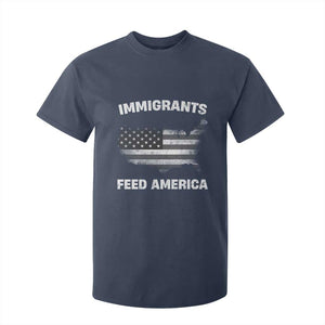 Immigrants Feed America T Shirt For Kid Grunge US Flag TS10 Navy Print Your Wear