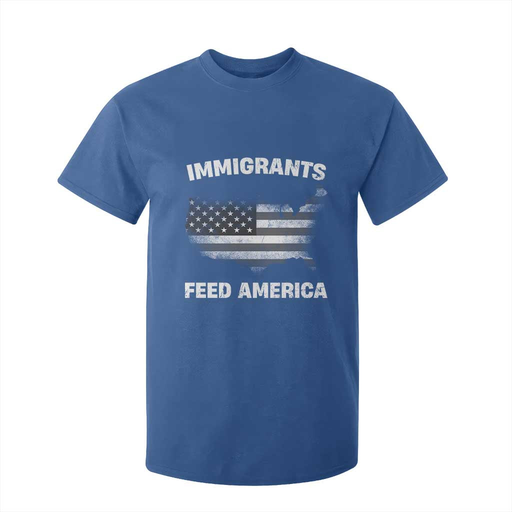 Immigrants Feed America T Shirt For Kid Grunge US Flag TS10 Royal Blue Print Your Wear