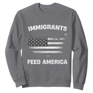 Immigrants Feed America Sweatshirt Grunge US Flag TS10 Charcoal Print Your Wear