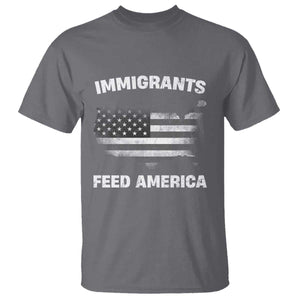 Immigrants Feed America T Shirt Grunge US Flag TS10 Charcoal Print Your Wear