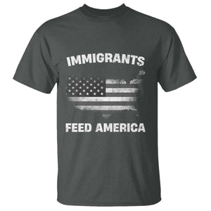 Immigrants Feed America T Shirt Grunge US Flag TS10 Dark Heather Print Your Wear