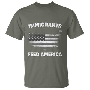 Immigrants Feed America T Shirt Grunge US Flag TS10 Military Green Print Your Wear