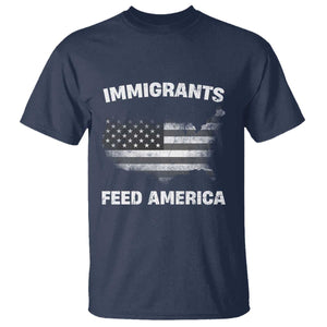 Immigrants Feed America T Shirt Grunge US Flag TS10 Navy Print Your Wear