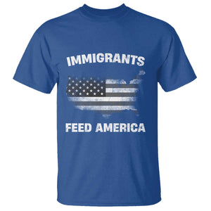 Immigrants Feed America T Shirt Grunge US Flag TS10 Royal Blue Print Your Wear