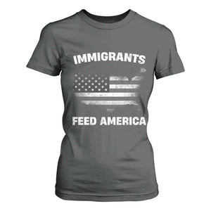Immigrants Feed America T Shirt For Women Grunge US Flag TS10 Dark Heather Print Your Wear