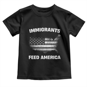 Immigrants Feed America Toddler T Shirt Grunge US Flag TS10 Black Print Your Wear